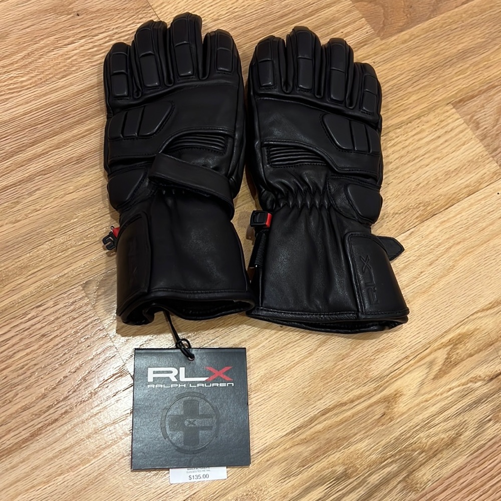RLX Ralph Lauren Leather Ski Gloves - Black
